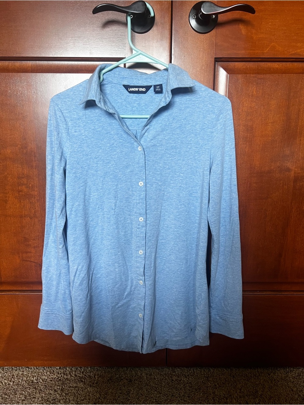 Light blue button down land ends shirt